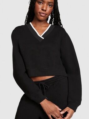 NWT PINK Premium Fleece V Neck Pullover Sweatshirt